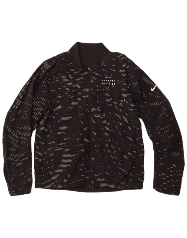 Męska dwustronna kurtka dresowa NIKE Therma-Fit w średnie czarne paski