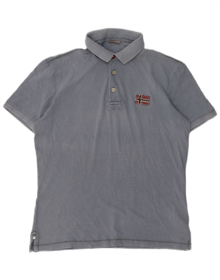 Męska koszulka polo Napapijri, niebieska, bawełniana