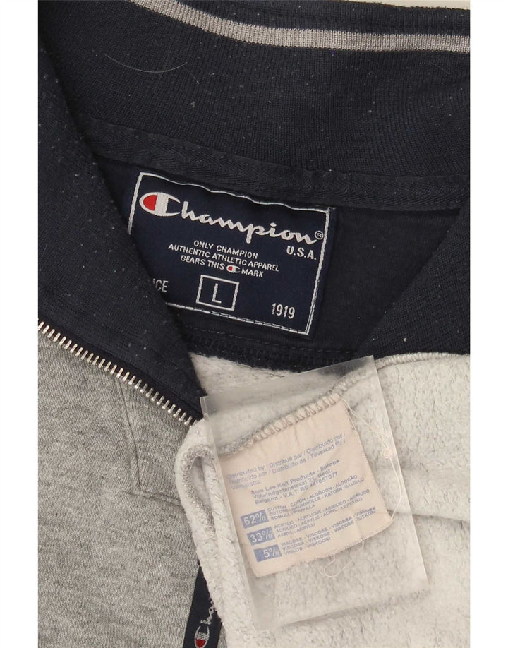 CHAMPION Męska bluza z suwakiem przy szyi Duża Szara Bawełna