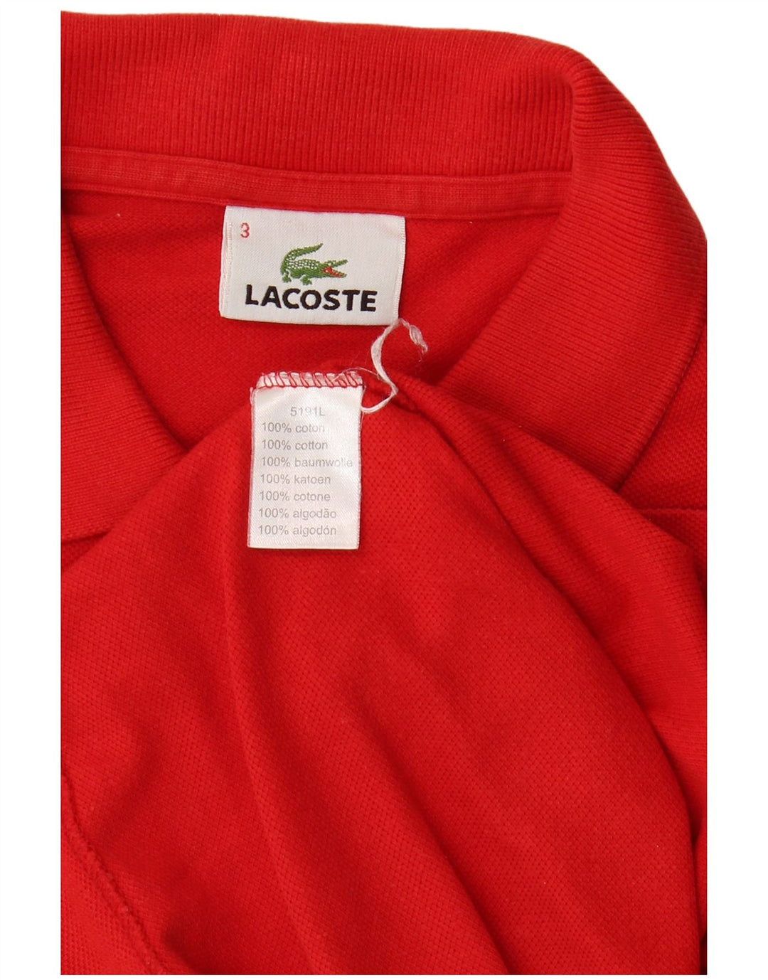 Męska koszulka polo LACOSTE, rozmiar 3, mała, czerwona, bawełniana