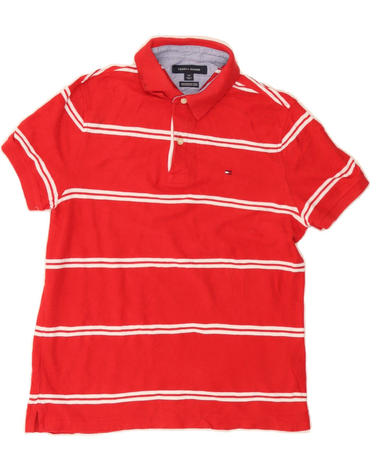 TOMMY HILFIGER Mens Polo Shirt Small Red Striped Cotton Vintage Tommy Hilfiger and Second-Hand Tommy Hilfiger from Messina Hembry 