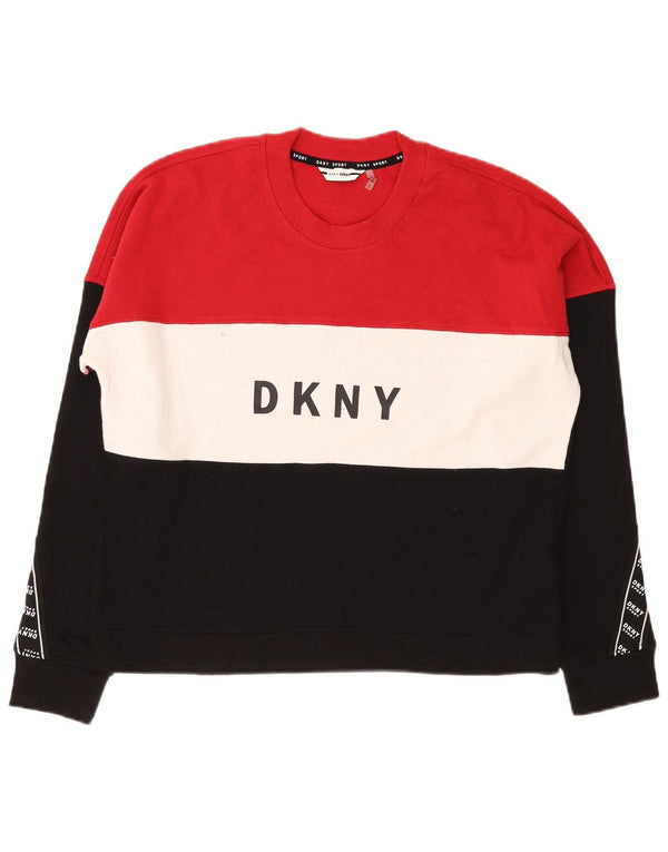 Damska bluza z grafiką Dkny, UK 10, mała, wielobarwna, z blokami kolorów