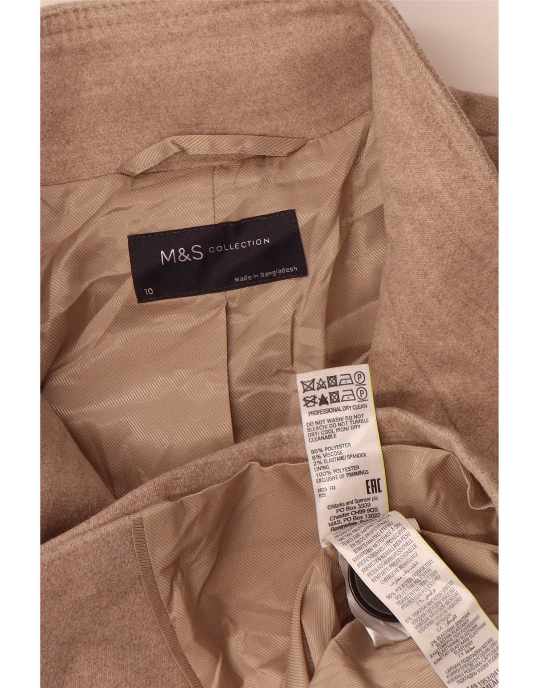 Marks & Spencer Płaszcz damski UK 10, mały, beżowy, poliester