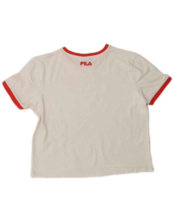FILA Womens Crop T-Shirt Top UK 14 Medium White