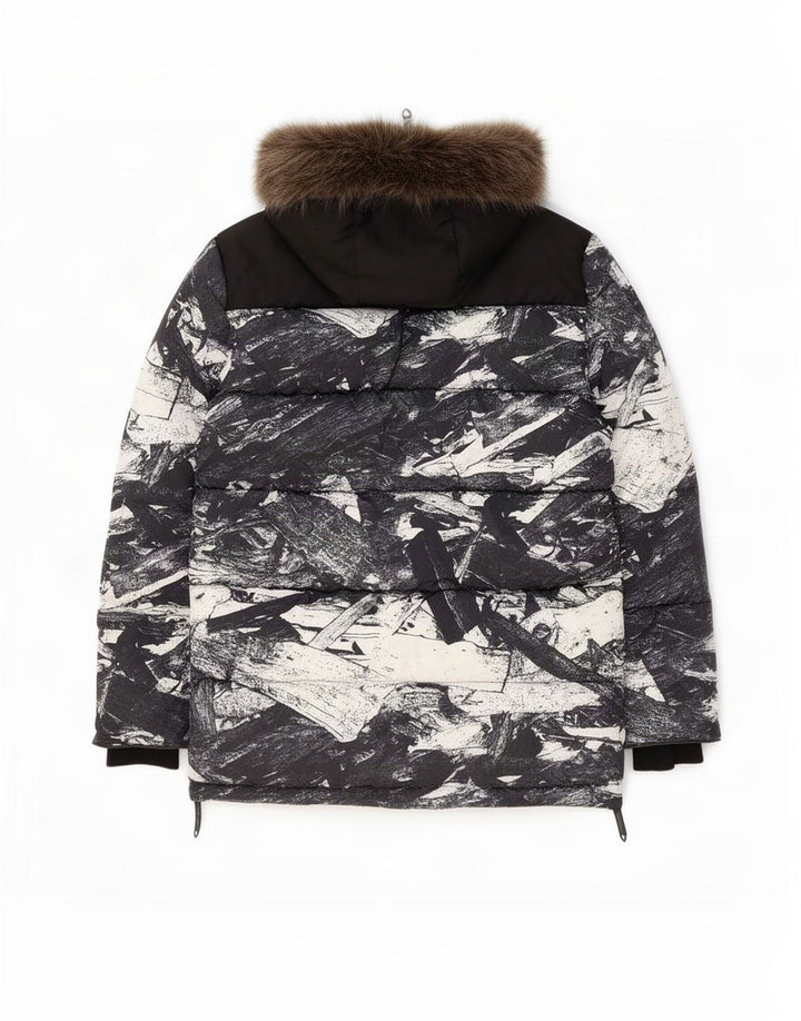 Męska kurtka narciarska z kapturem Superdry UK 42 XL, czarna, geometryczna, poliester