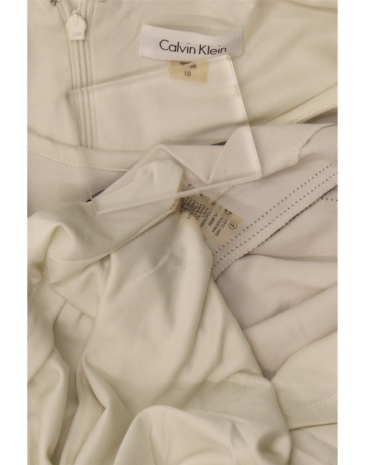 CALVIN KLEIN Damska sukienka o linii A bez rękawów US 10, duże, białe paski