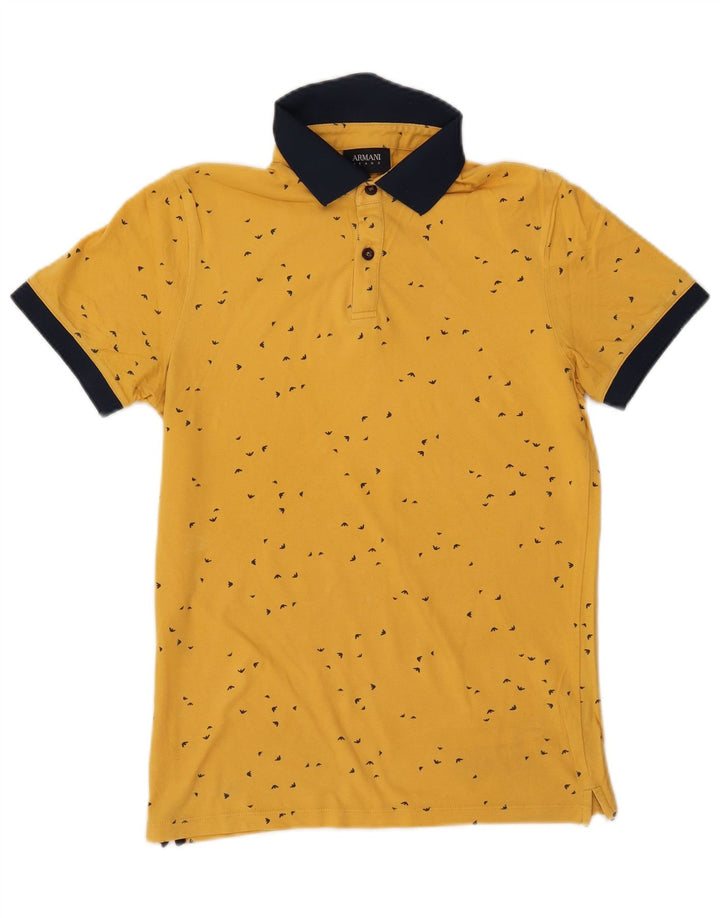 ARMANI JEANS Męska koszulka polo w abstrakcyjny wzór, w kolorze średniożółtym