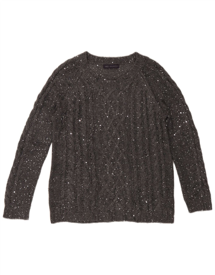 Marks & Spencer Damski sweter z dekoltem w łódkę, UK 12, średni szary