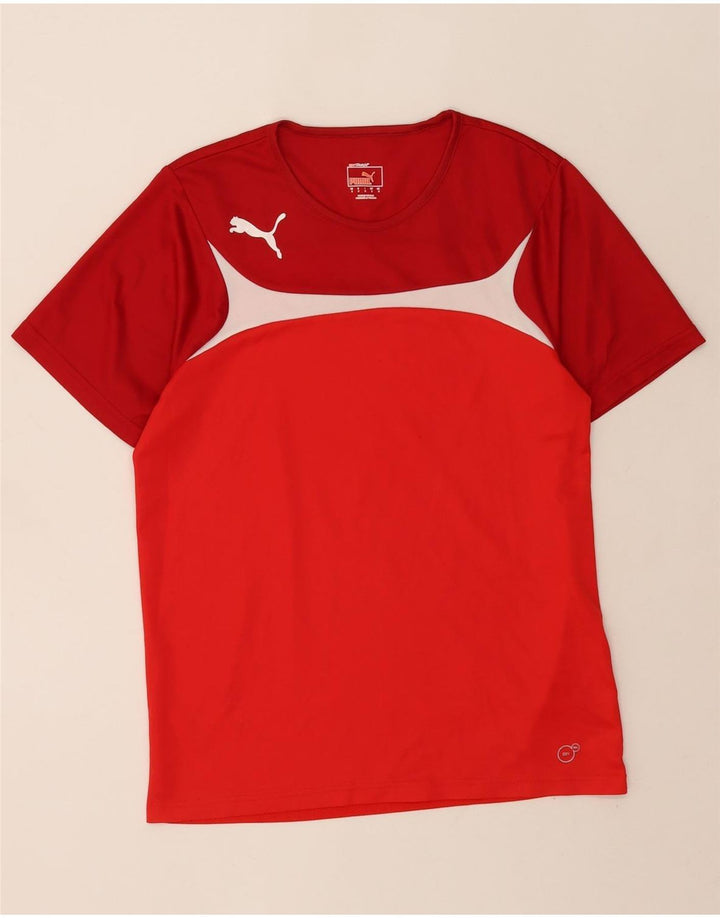 Męska koszulka Puma Top, mała, czerwona, poliestrowa z blokami kolorów