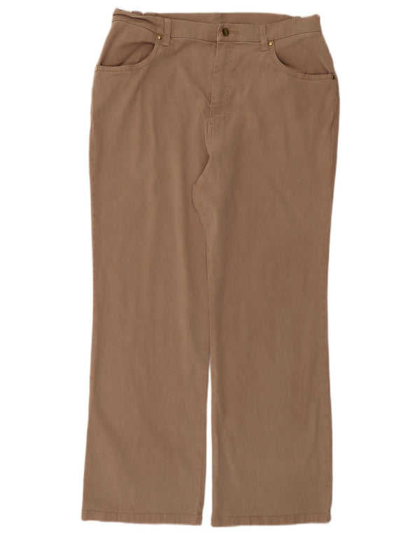 Marks & Spencer Womens Straight Casual Trousers UK 16 Large W36 L28 Brown