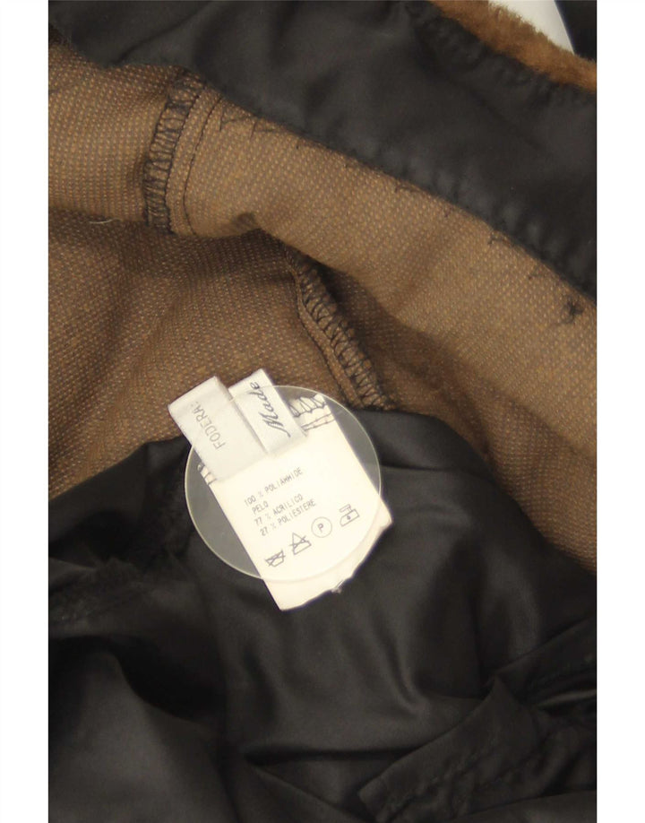 Vintage damski płaszcz Sherpa IT 42, średni czarny poliamid