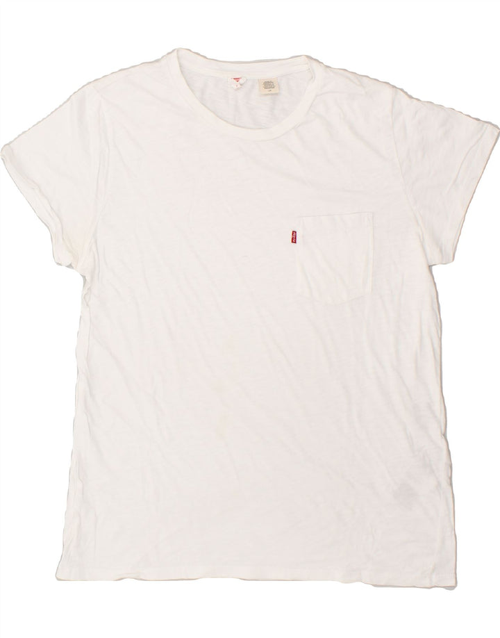 LEVI'S Womens T-Shirt Top UK 16 Large White Cotton | Vintage Levi's | Thrift | Second-Hand Levi's | Used Clothing | Messina Hembry 