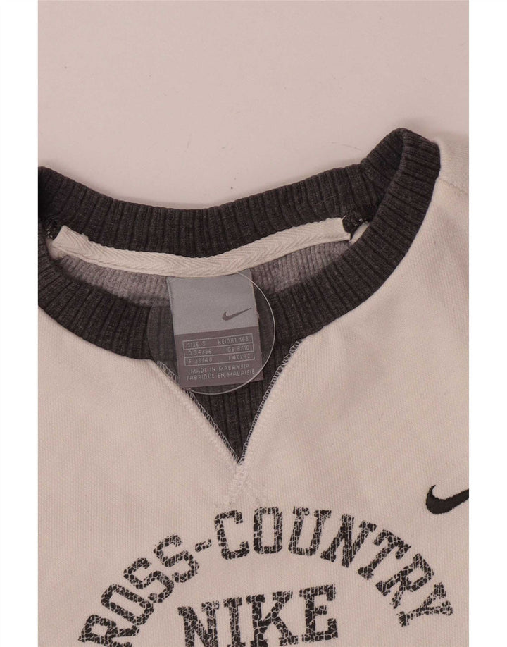 Damska bluza z grafiką Nike, UK 8/10, mała, biała, z blokami kolorów