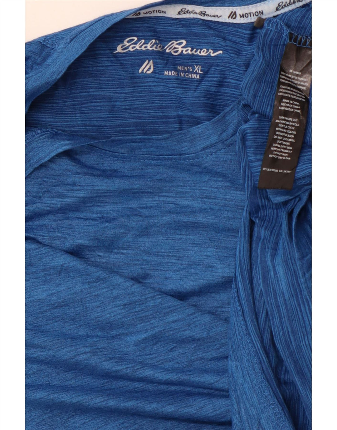 EDDIE BAUER Męski T-shirt Top XL Niebieski nakrapiany poliester