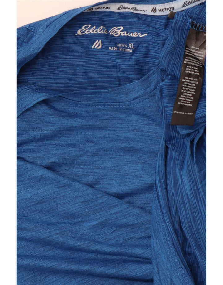 EDDIE BAUER Męski T-shirt Top XL Niebieski nakrapiany poliester