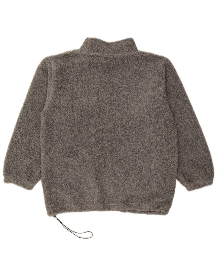 Męski sweter polarowy w stylu vintage, średnio szary, geometryczny