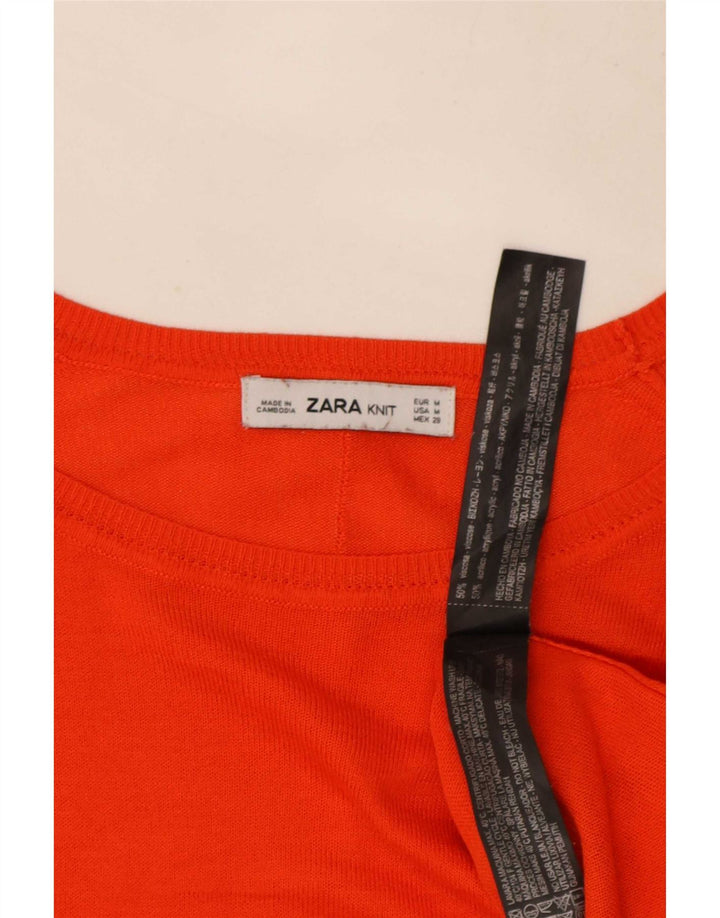Damski sweter Zara z dekoltem w łódkę UK 14 Średni pomarańczowy wiskoza