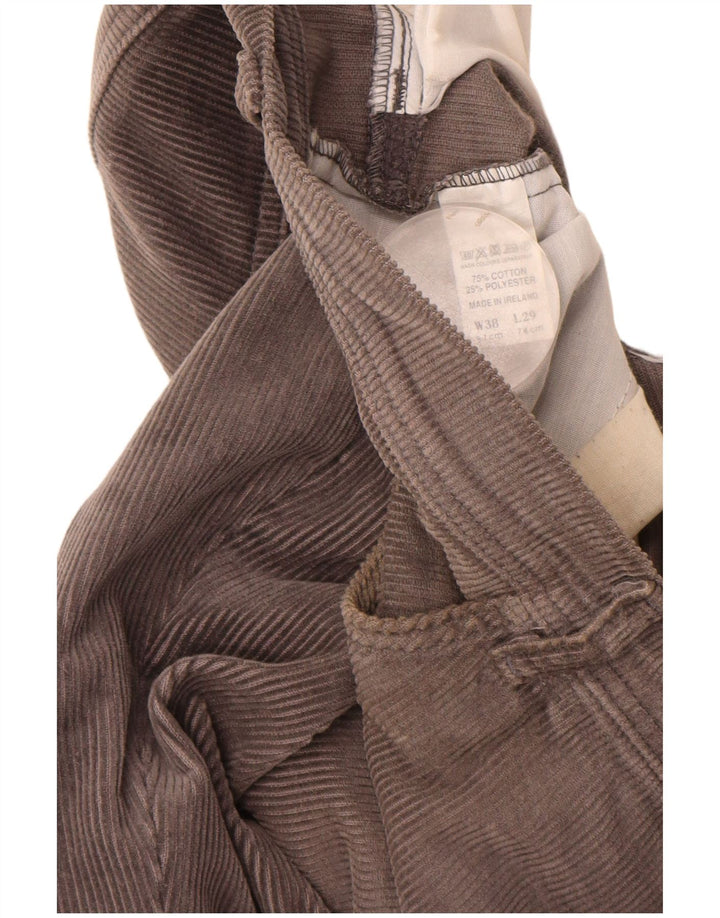 Męskie proste sztruksowe spodnie Farah W38 L29 Szara bawełna