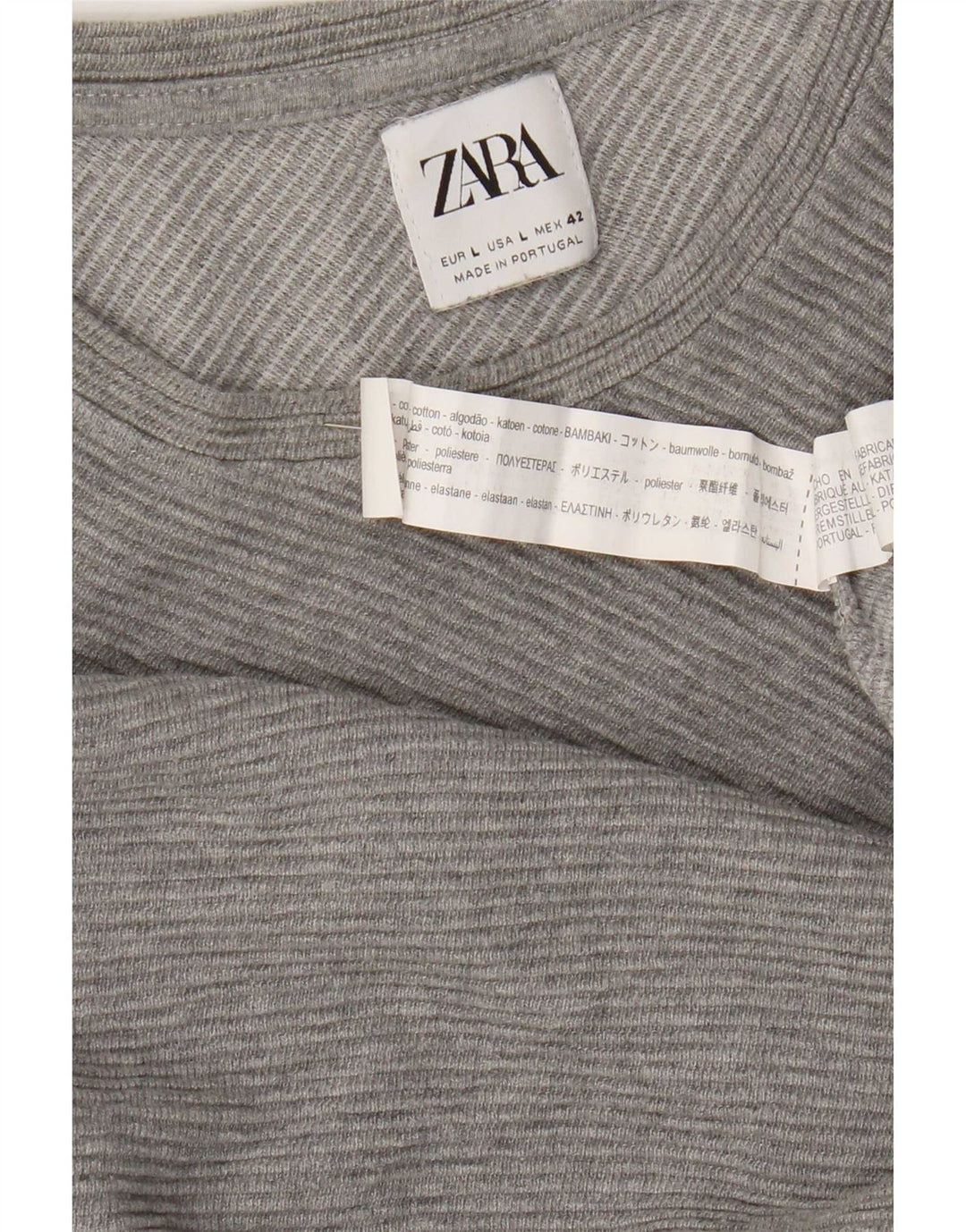 Męski top Zara z długim rękawem, duży, szary, bawełniany