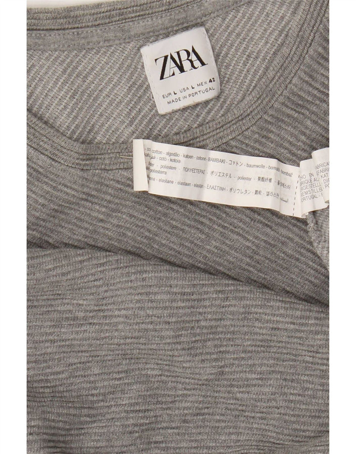 Męski top Zara z długim rękawem, duży, szary, bawełniany