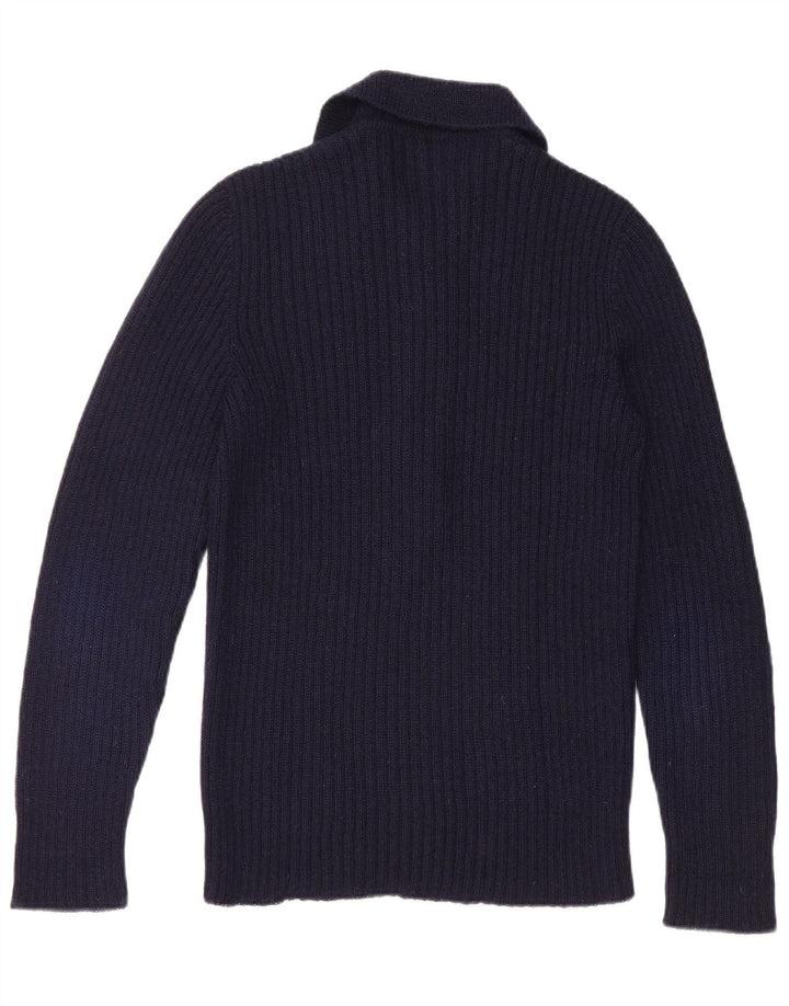 Vintage męski sweter polo, mały, granatowy