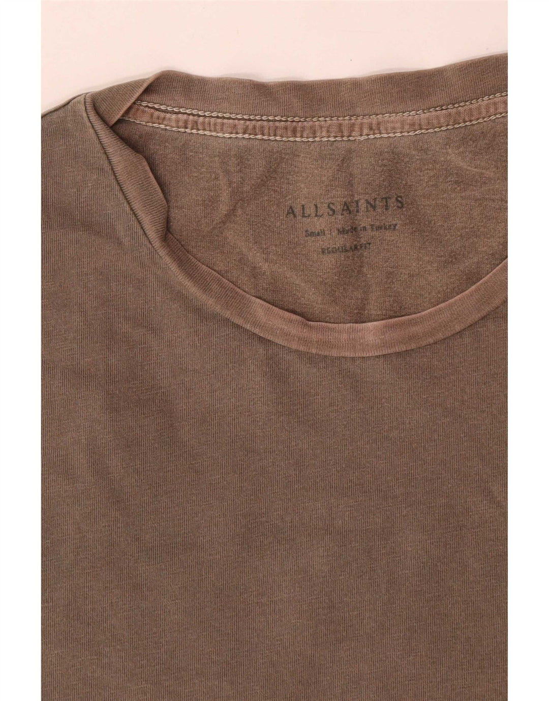 T-shirt męski All Saints o regularnym kroju, mały, brązowy, bawełniany