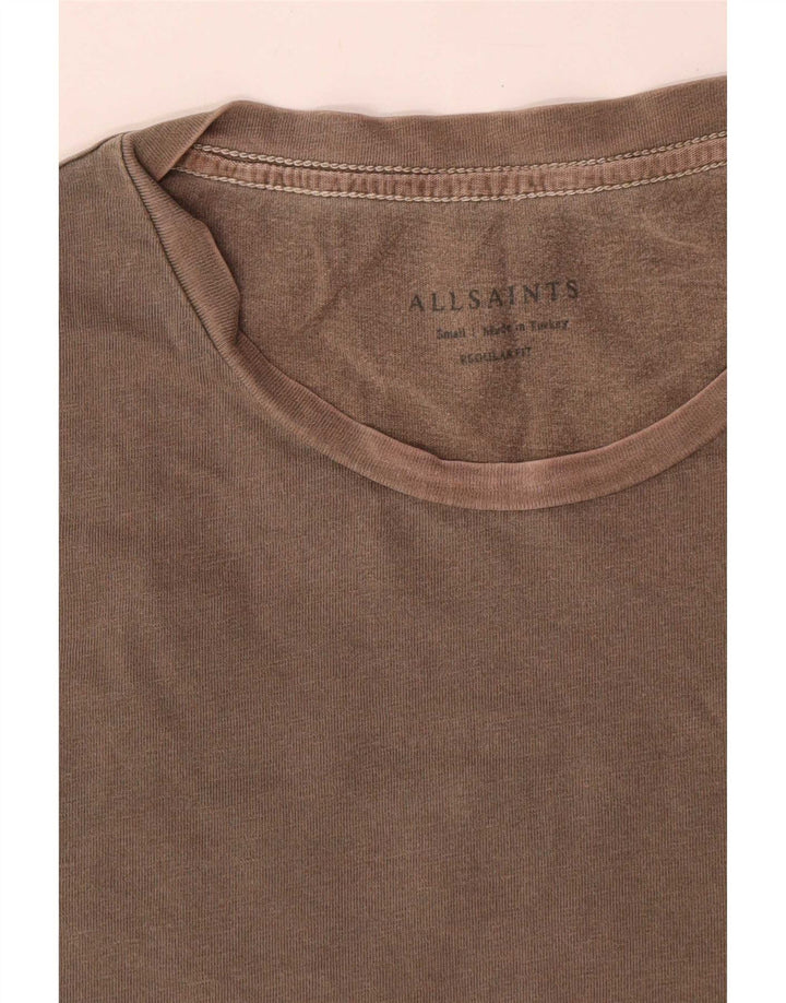 T-shirt męski All Saints o regularnym kroju, mały, brązowy, bawełniany