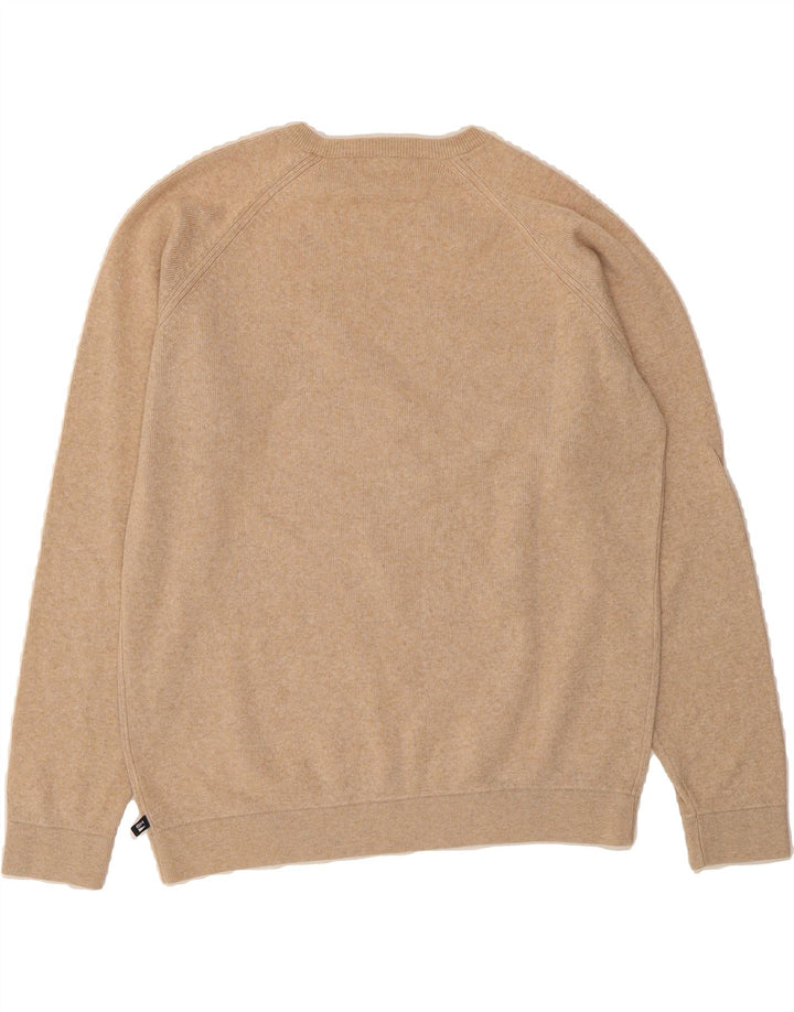 MARKS & SPENCER Mens Crew Neck Jumper Sweater Medium Beige Cotton Vintage Marks & Spencer and Second-Hand Marks & Spencer from Messina Hembry 