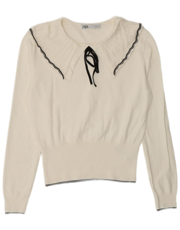 Damski sweter z golfem Zara UK 18 XL, biała wiskoza