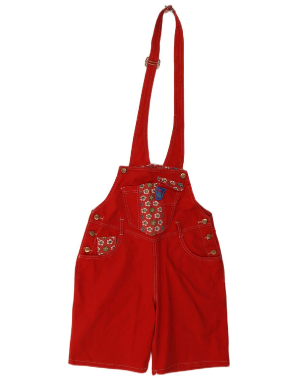 Damskie spodenki ogrodniczki w stylu vintage UK 14 Medium W30 Czerwona bawełna w kwiaty