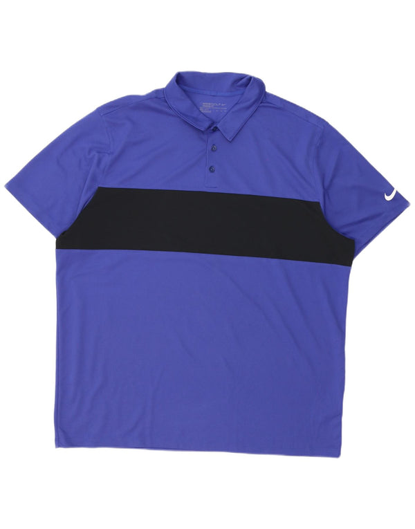 Męska koszulka polo Nike Dri Fit Standard 2XL Fioletowy poliester z blokami kolorów
