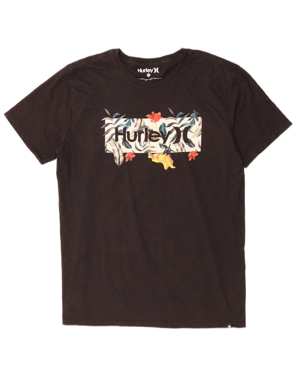 Męski T-shirt z grafiką Hurley, średni czarny, bawełniany