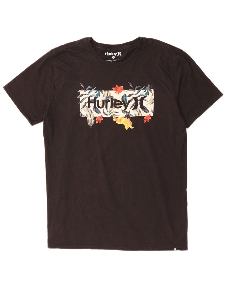 Męski T-shirt z grafiką Hurley, średni czarny, bawełniany