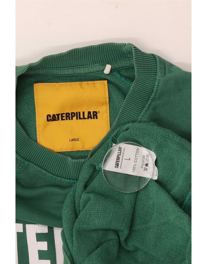Męska bluza z grafiką Caterpillar, duża, zielona bawełna
