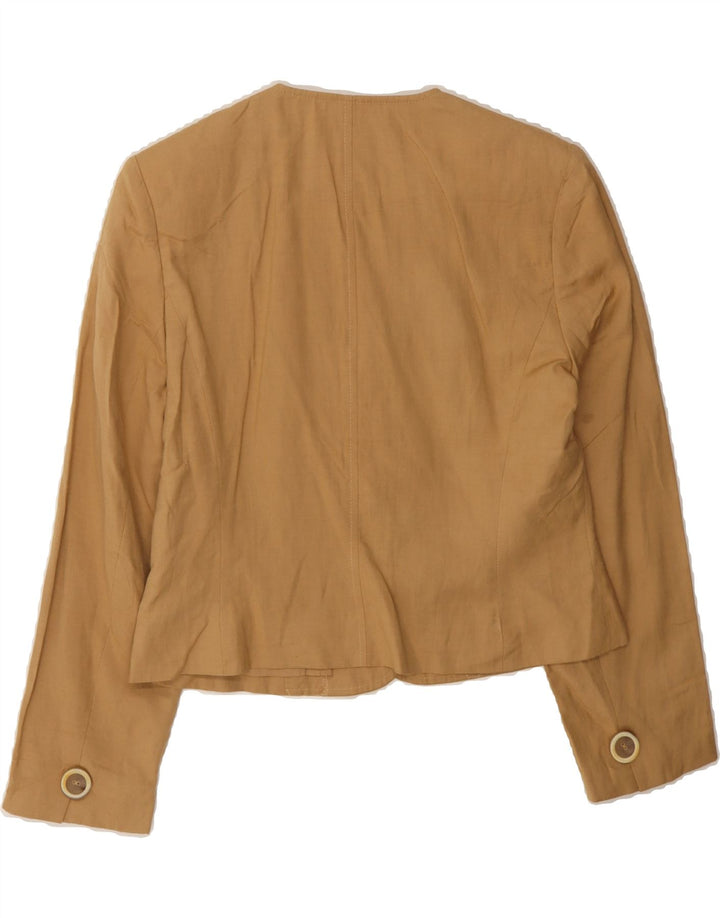 JAEGER Womens 5 Button Blazer Jacket UK 12 Medium  Brown Silk Vintage Jaeger and Second-Hand Jaeger from Messina Hembry 