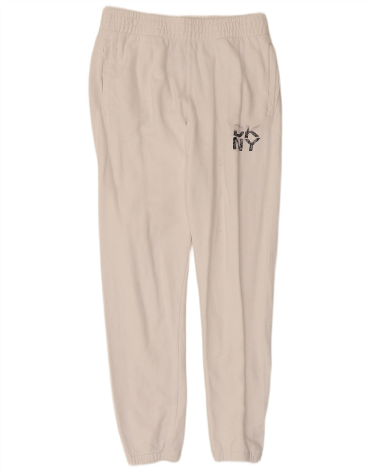 Damskie spodnie dresowe DKNY z grafiką Joggers UK 14 Średnia biała bawełna