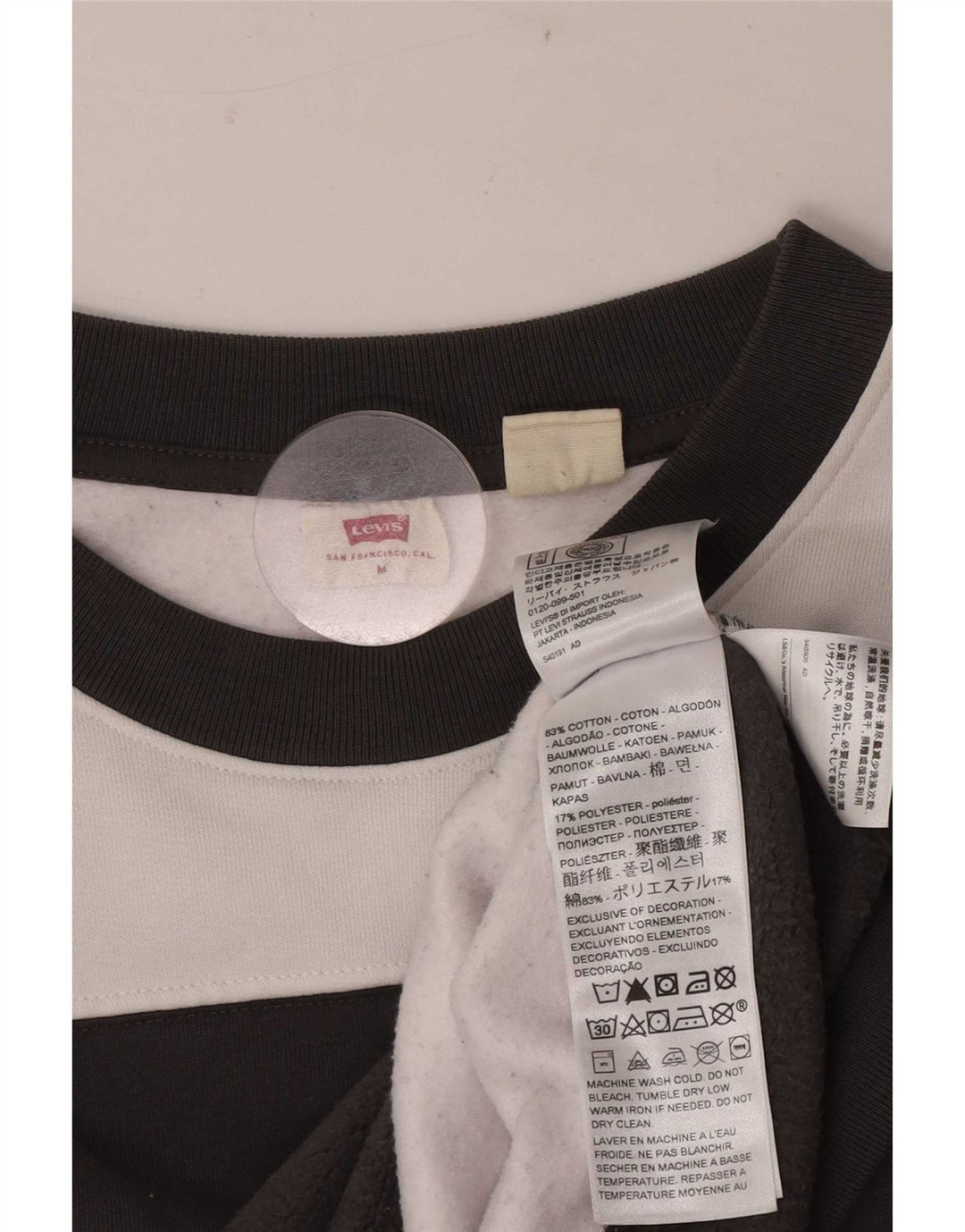 Damska bluza oversize typu Crop firmy Levi's UK 14, średnie czarne paski