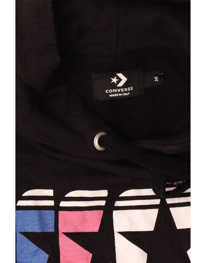 Męski sweter z kapturem Converse z grafiką, średniej wielkości, czarny, bawełniany