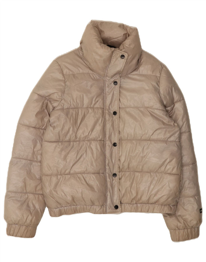 DKNY Womens Graphic Padded Jacket UK 14 Medium Beige Vintage Dkny and Second-Hand Dkny from Messina Hembry 