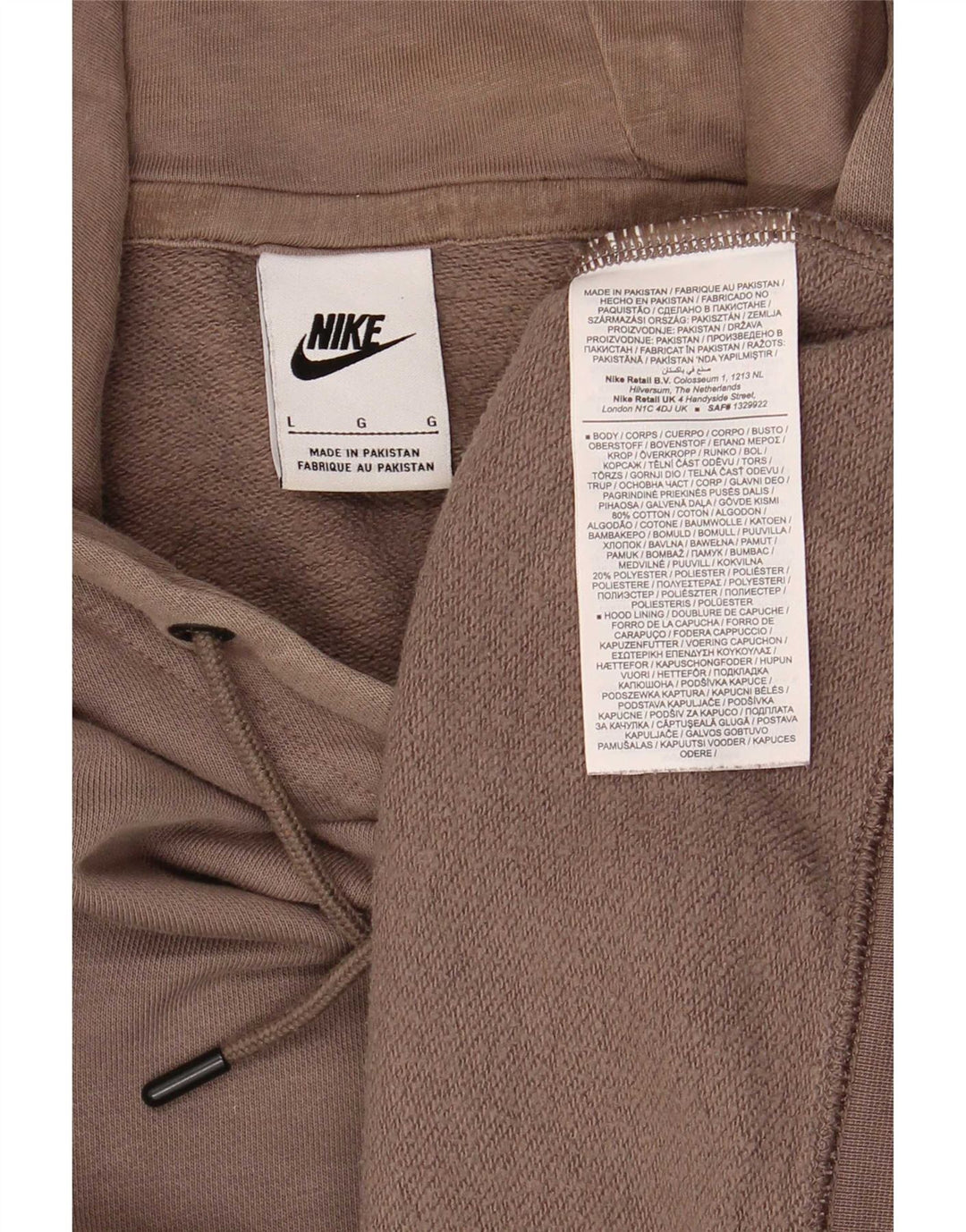 Męski sweter z kapturem Nike, duży, brązowy, bawełniany