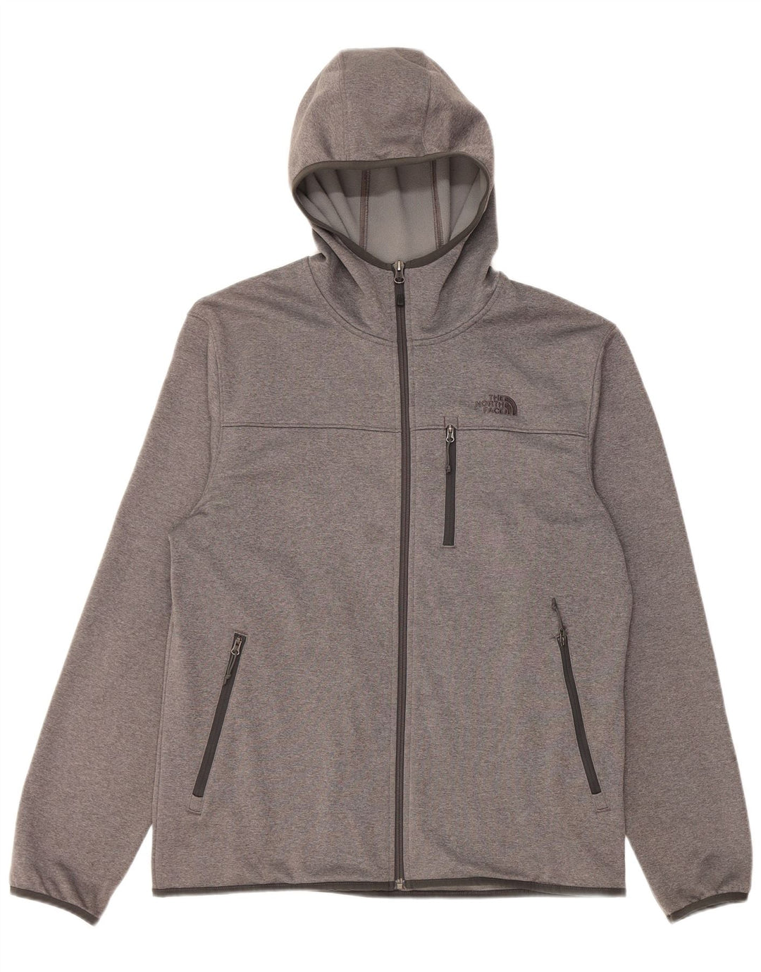 Męski sweter z kapturem i zamkiem błyskawicznym The North Face, duży, szary, poliestrowy