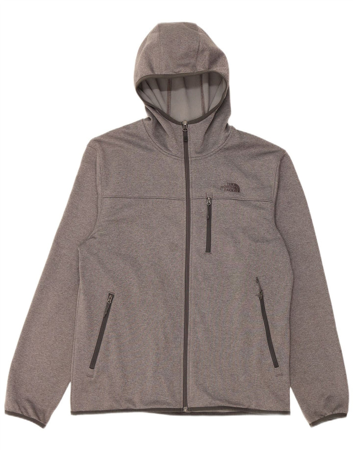 Męski sweter z kapturem i zamkiem błyskawicznym The North Face, duży, szary, poliestrowy