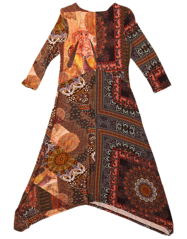 Damska sukienka maxi z rękawem 3/4 Desigual UK 14, duża, wielobarwna wiskoza