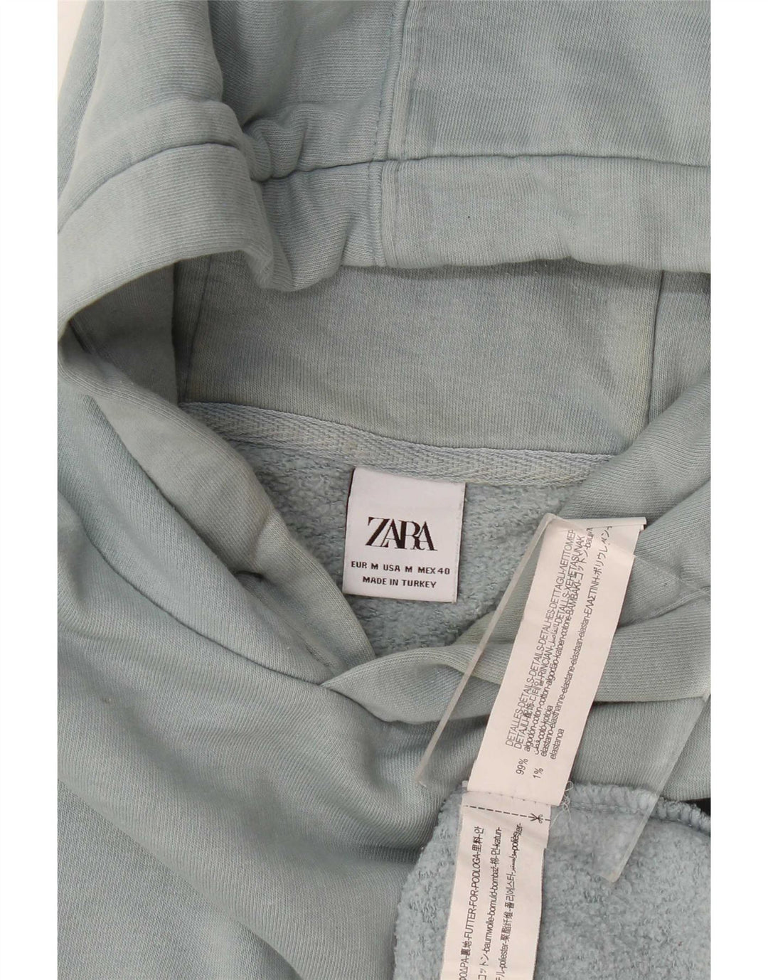 Męski sweter z kapturem Zara, średni niebieski, bawełniany
