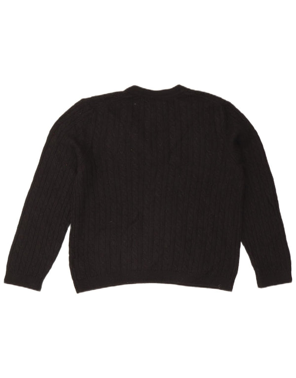 Damski sweter TOMMY HILFIGER z dekoltem w kształcie litery V, UK 14, średni czarny nylon