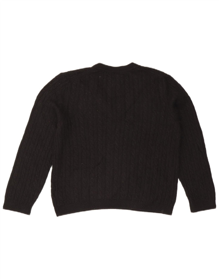 Damski sweter TOMMY HILFIGER z dekoltem w kształcie litery V, UK 14, średni czarny nylon