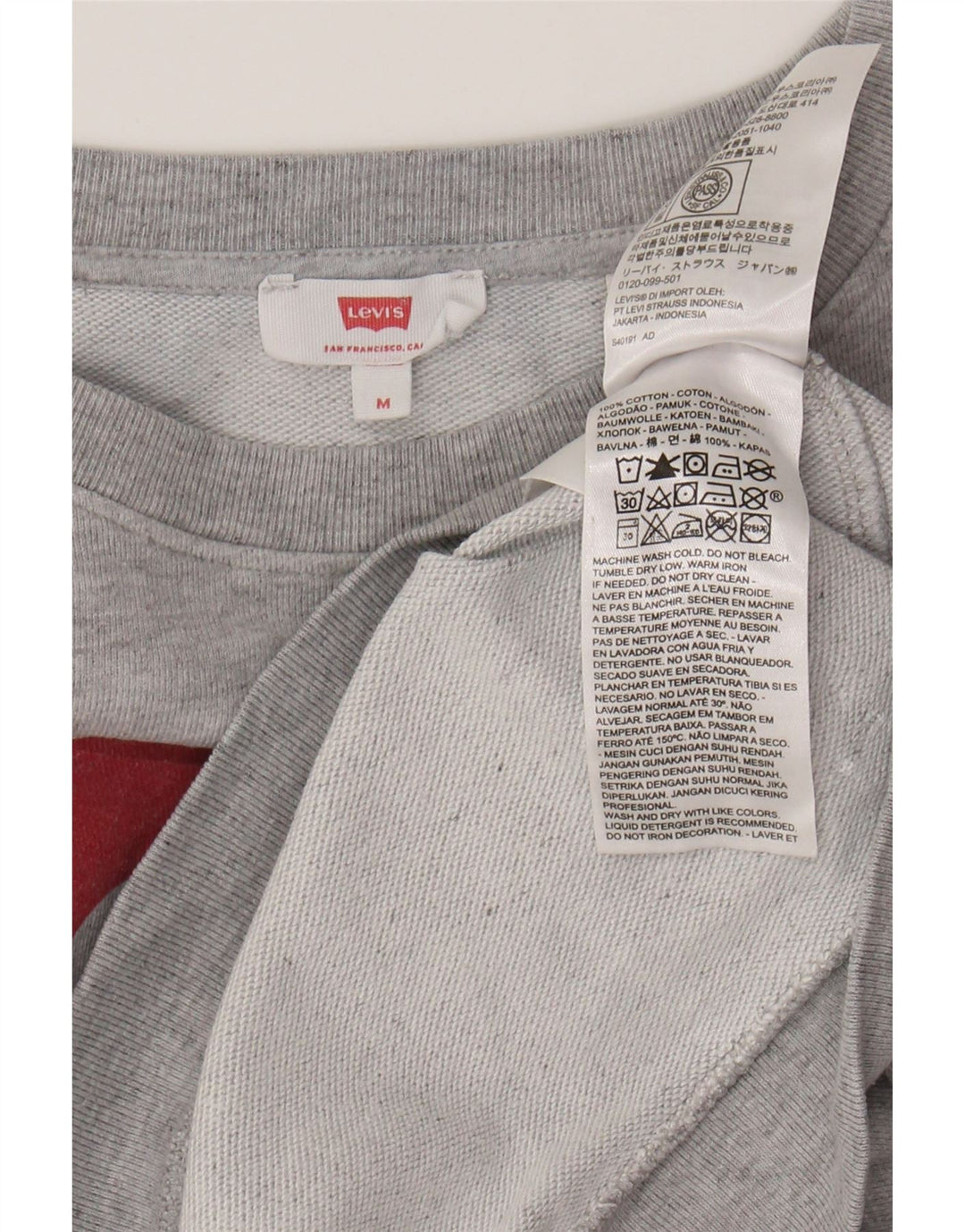 LEVI'S Womens Graphic Sweatshirt Jumper UK 14 Medium Grey Cotton Vintage Levi's and Second-Hand Levi's from Messina Hembry 