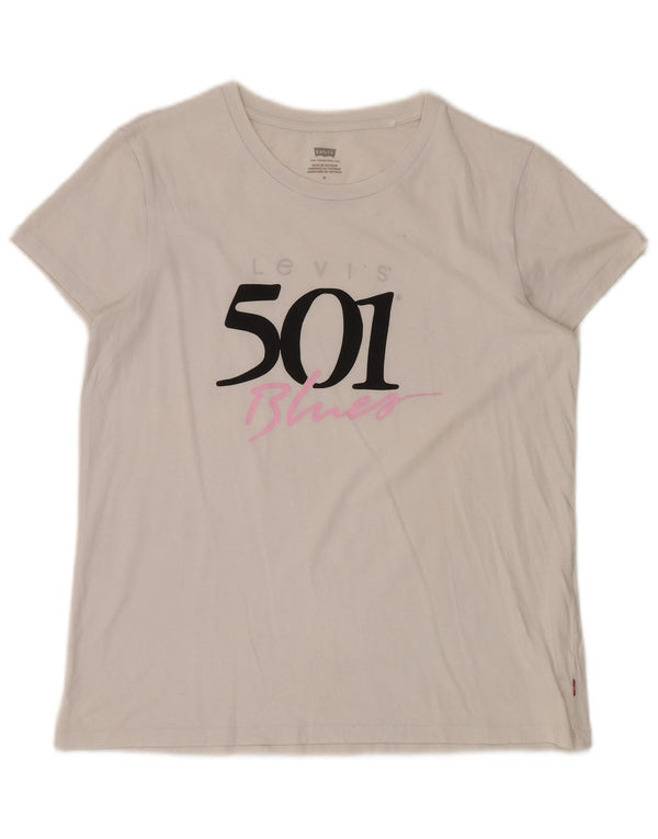 LEVI'S Womens Graphic T-Shirt Top UK 14 Medium White