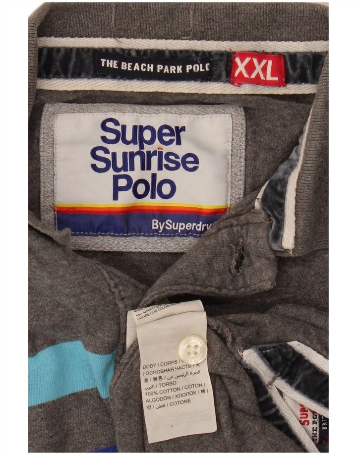 Męska koszulka polo Superdry z grafiką 2XL, szara, bawełniana w paski