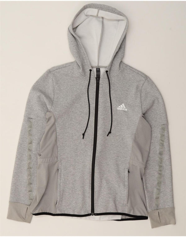 Damski sweter z kapturem i zamkiem błyskawicznym Adidas UK 16/18, duży, szary, bawełniany